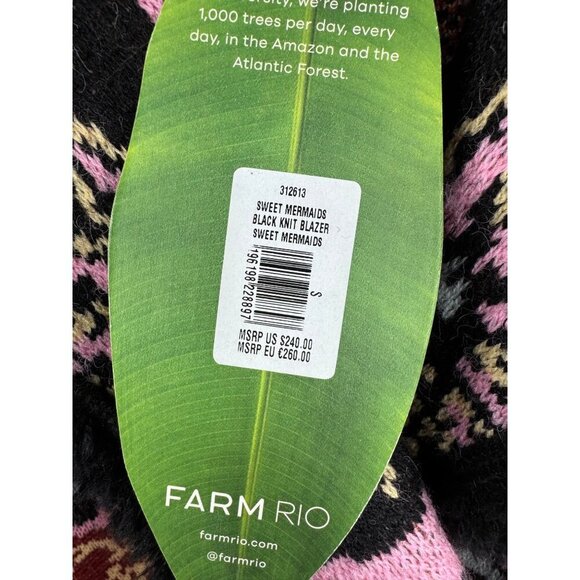 NWT FARM Rio Black Sweet Mermaids Knit Blazer Cardi Colorful Wool Blend Size S - Picture 5 of 5